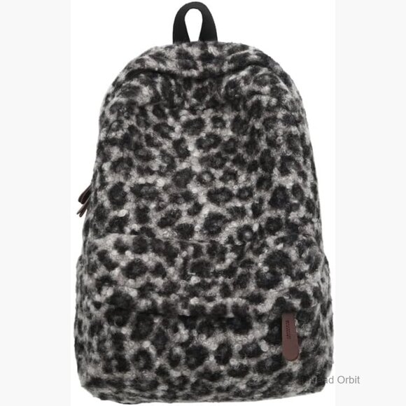 Fuzzy Cheetah Backpack, Adjustable Strap, Lightweight Corduroy, Daypack Purse